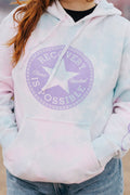 Recovery Is Possible / Pull Over Hoodie / Pastel Pink/ Blue Tie Dye