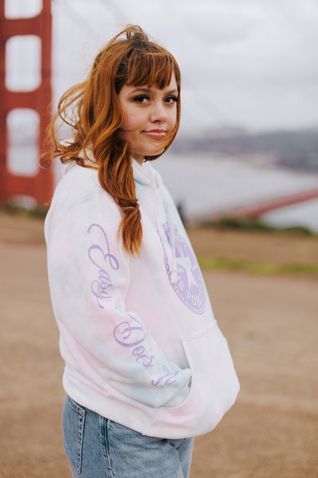 Recovery Is Possible / Pull Over Hoodie / Pastel Pink/ Blue Tie Dye