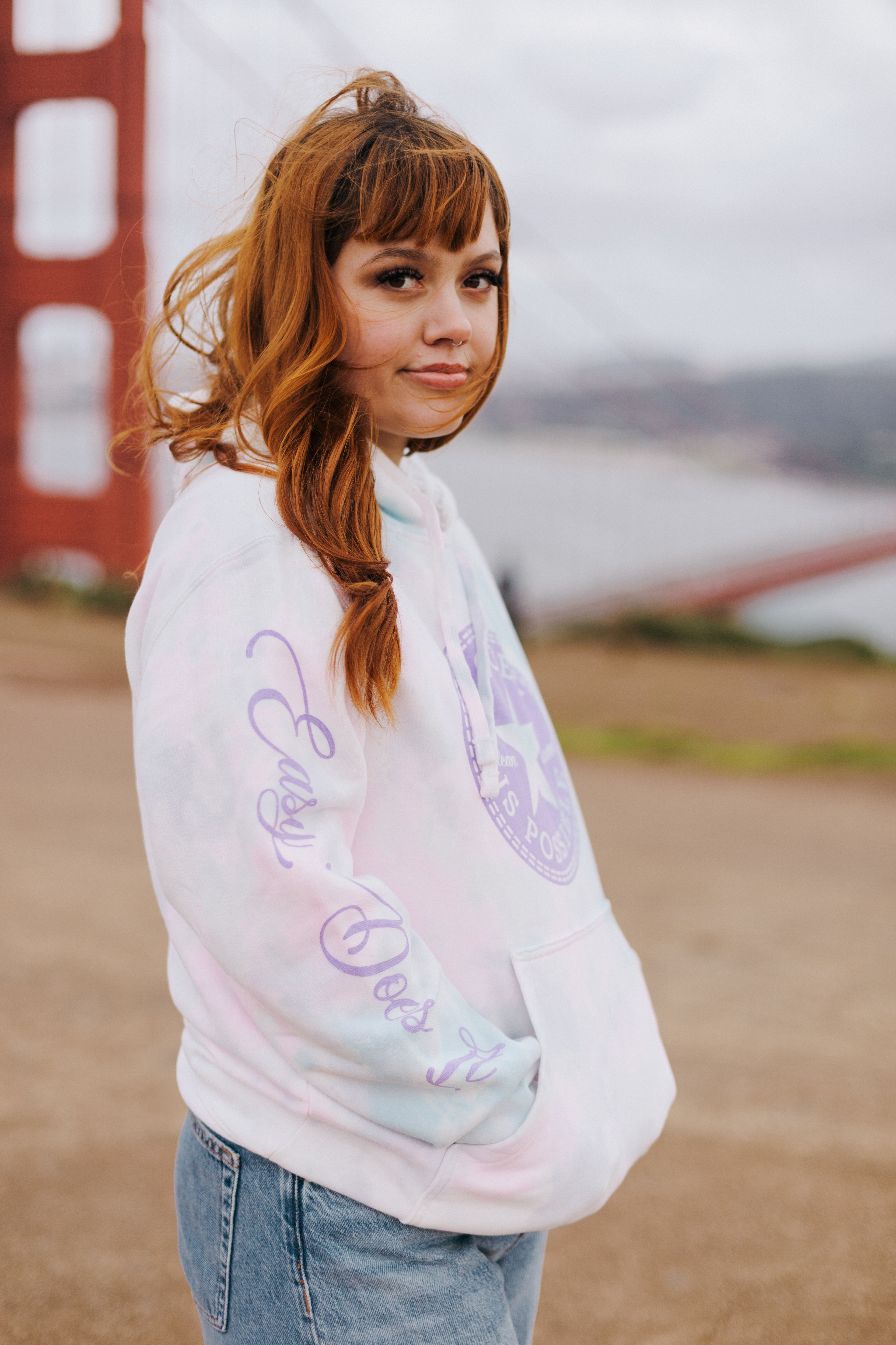 Recovery Is Possible / Pull Over Hoodie / Pastel Pink/ Blue Tie Dye