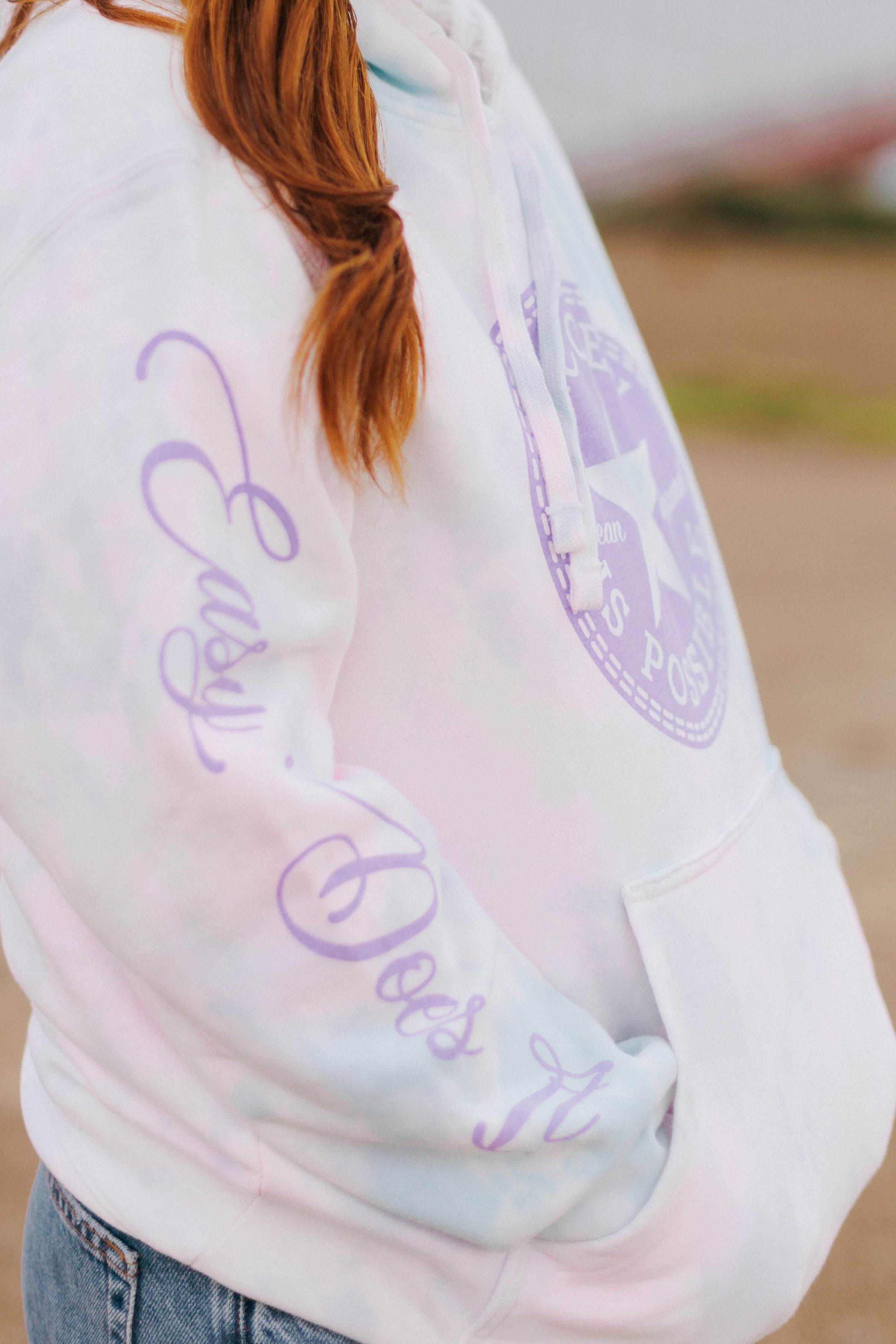 Recovery Is Possible / Pull Over Hoodie / Pastel Pink/ Blue Tie Dye