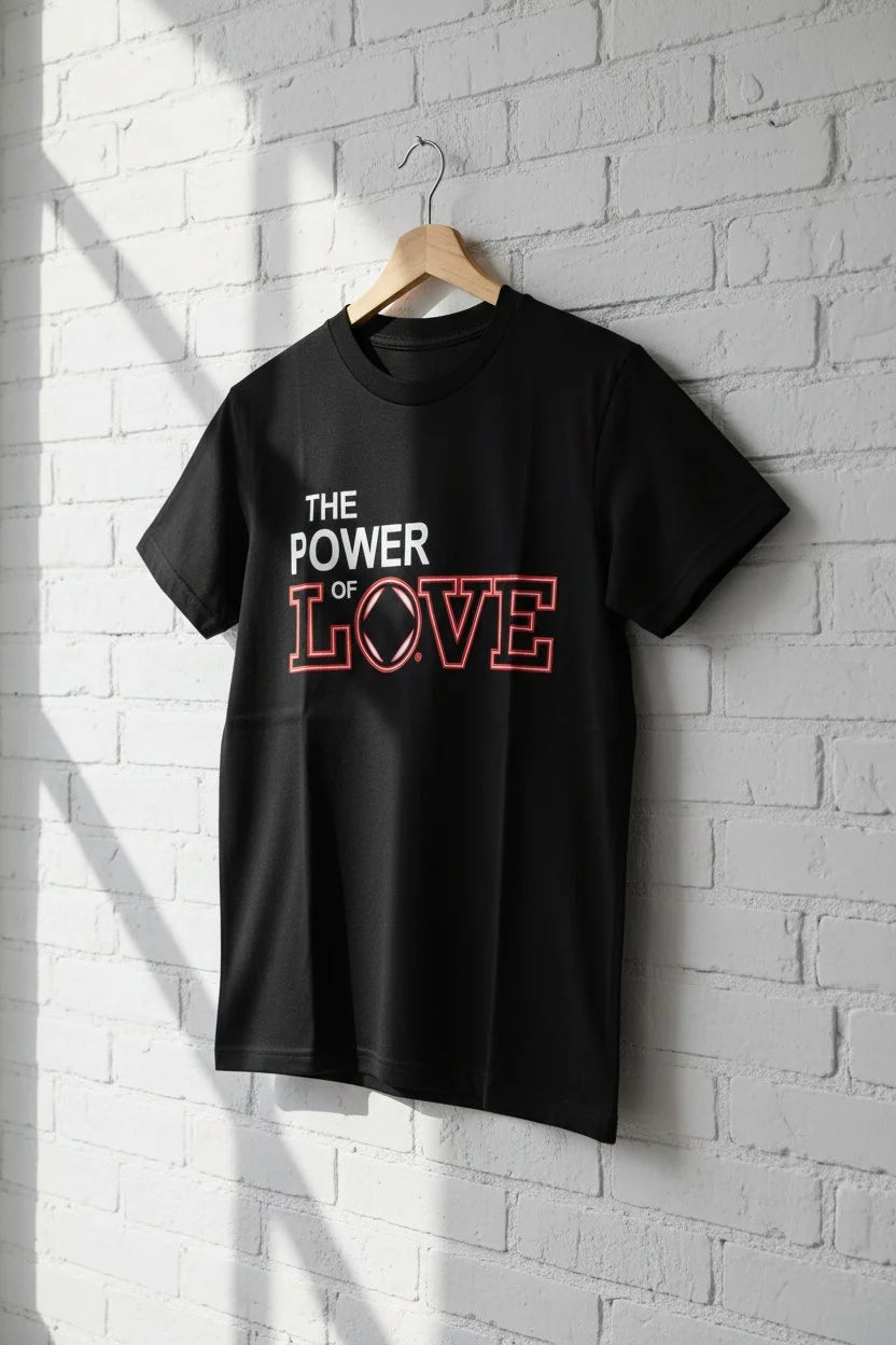 The Power Of Love / Men's Crew Neck/ Black T Shirt