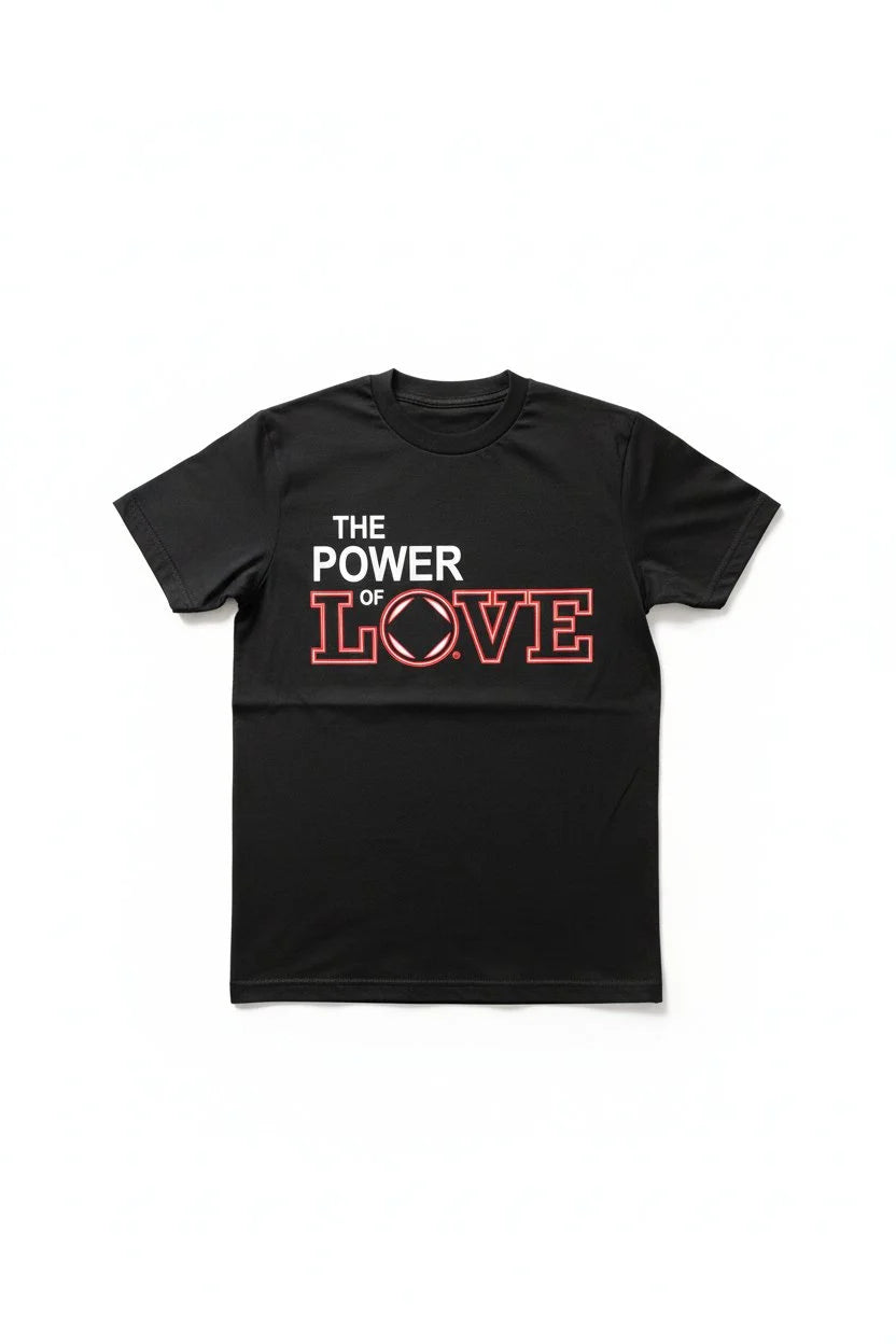 The Power Of Love / Men's Crew Neck/ Black T Shirt