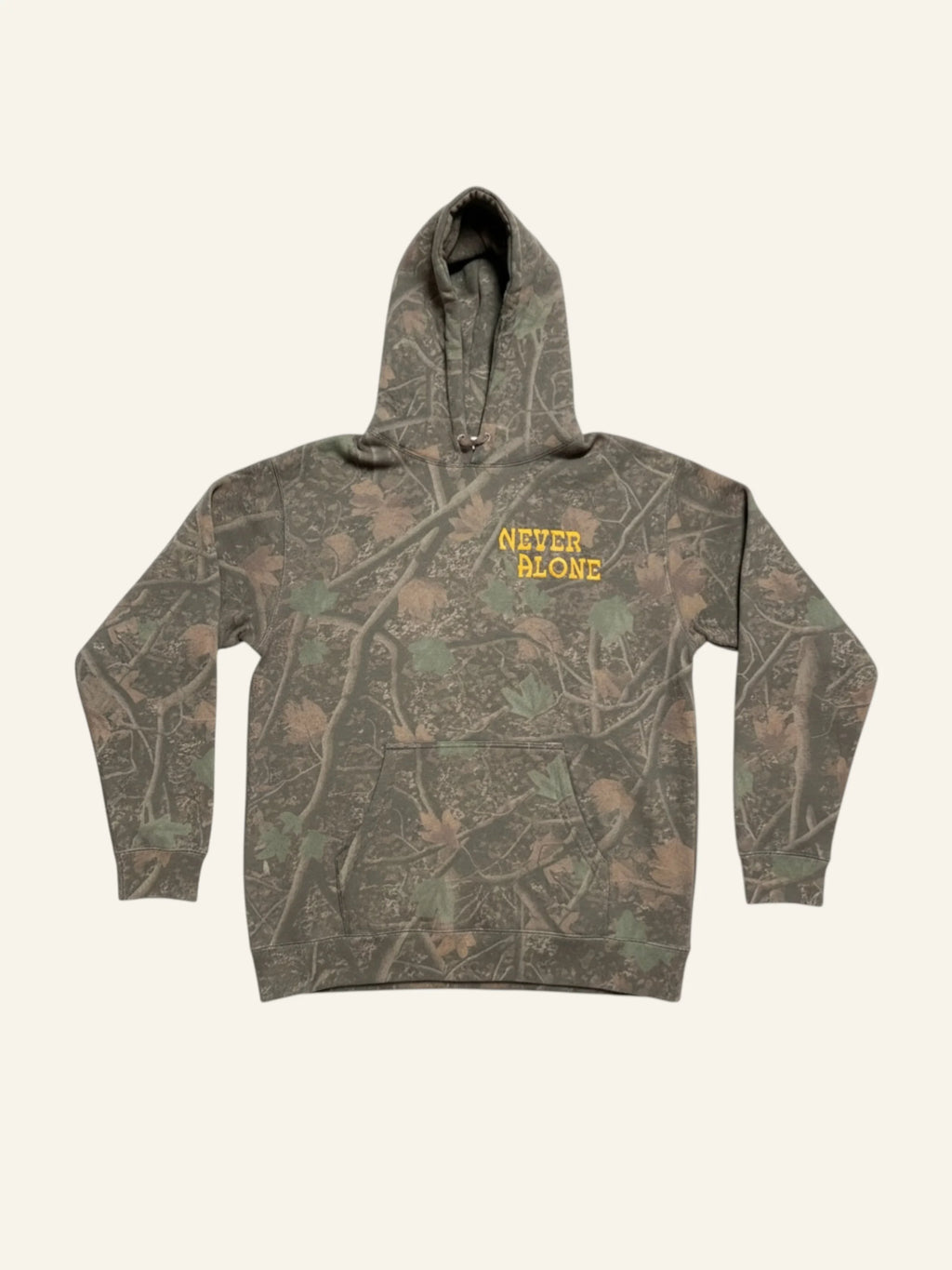 Never Alone / Heavy Weight Hoodie / Darkwood Tree Camo